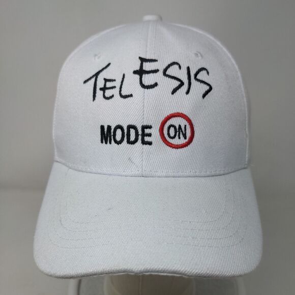 Telesis Mode On Strapback Hat White OSFA Adjustable Embroidered Golden Lion - Picture 2 of 7